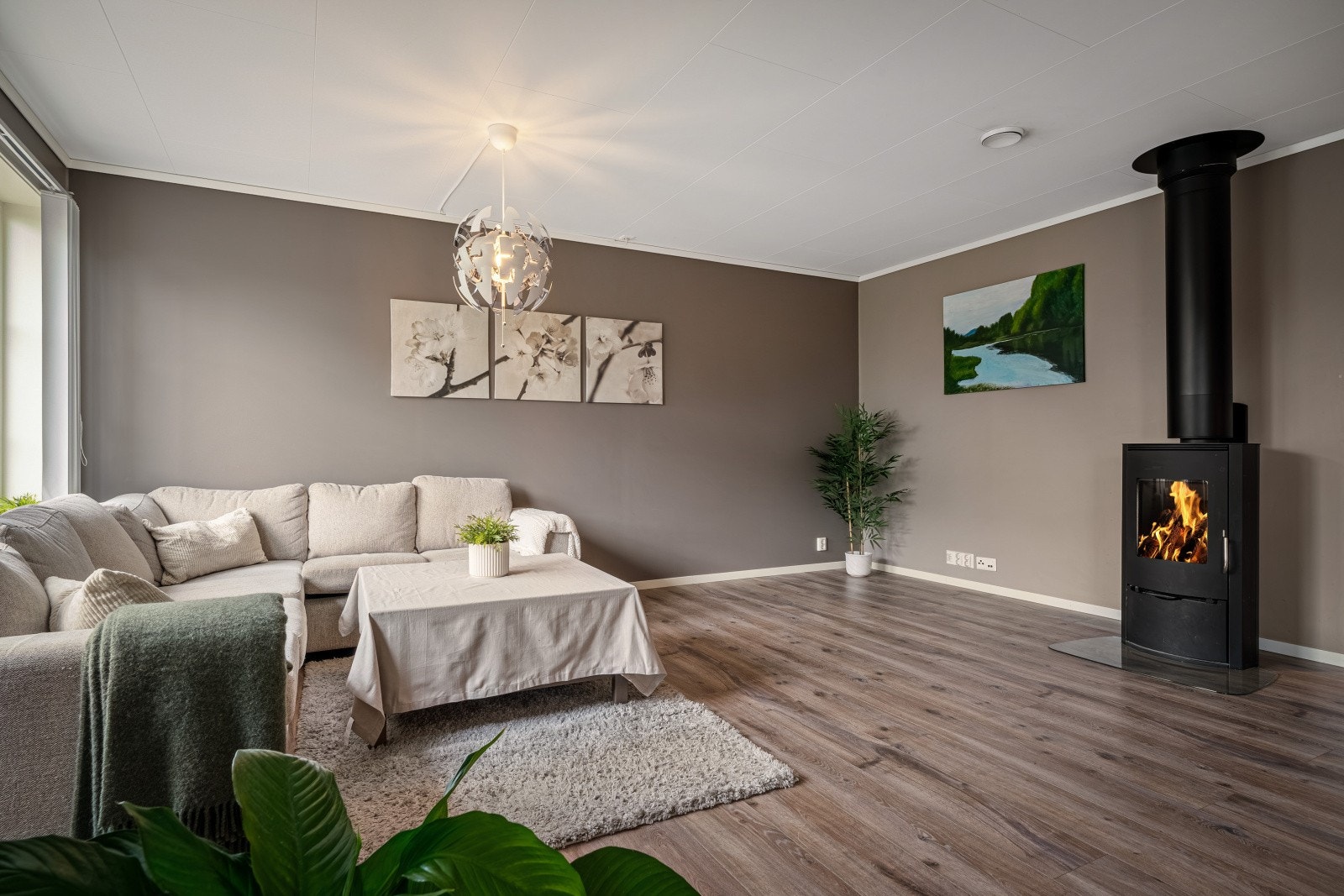 Boligen har også vedovn for de kalde dagene Galleribilde