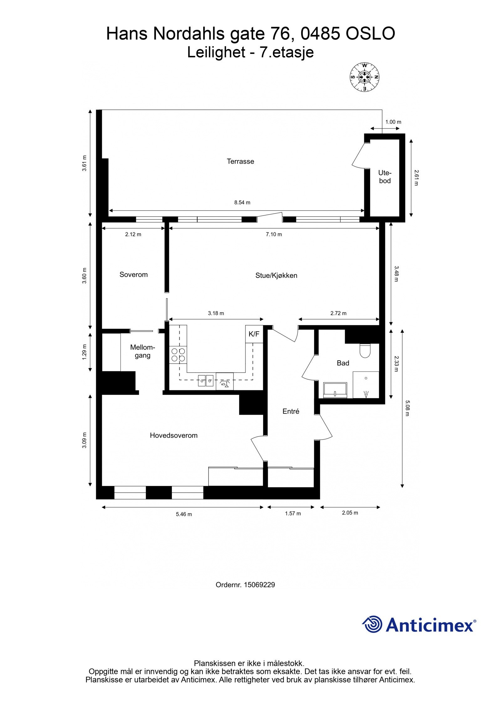 Plantegning Hans Nordahls gate 76, 7 etasje, snr. 67. Galleribilde