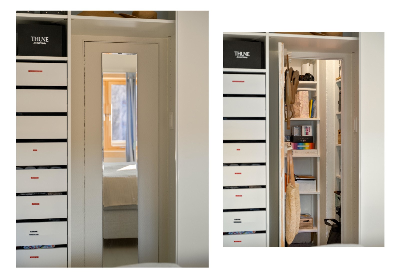 Og ikke nok med det; bak speilet inne i garderoben er det enda et rom! Perfekt for gjemsel, eller for å gjemme unna noen som ikke skal være der. Galleribilde