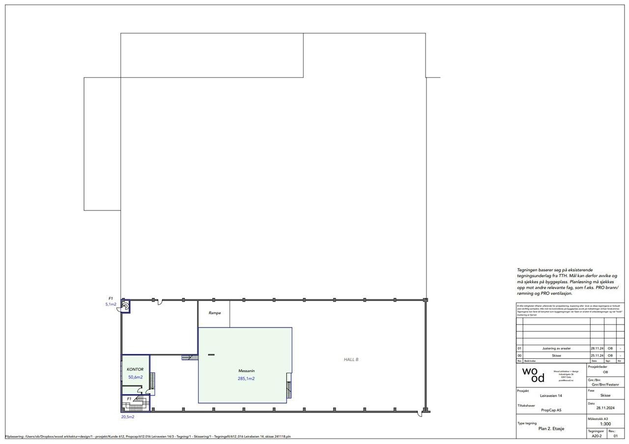 Plan 2. etasje mesanin og kontor Galleribilde