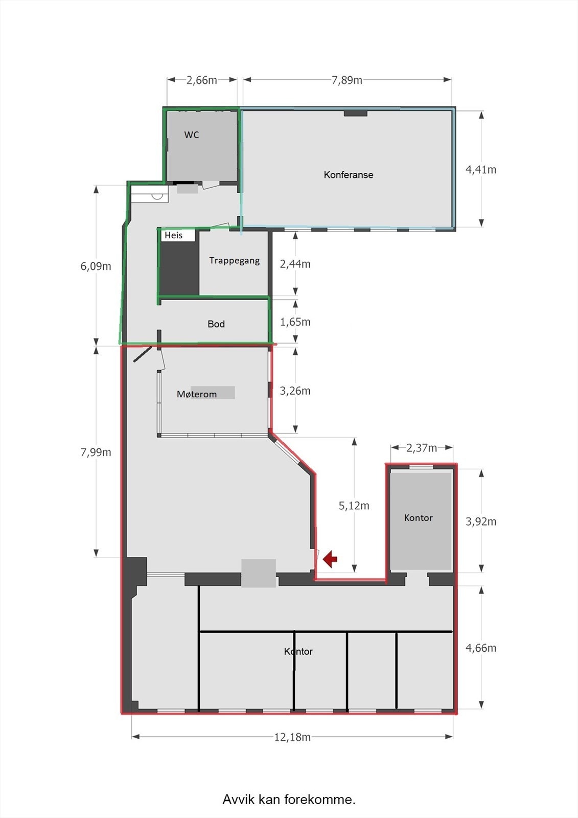 Tegning 3.etg. areal på 210 kvm. Galleribilde