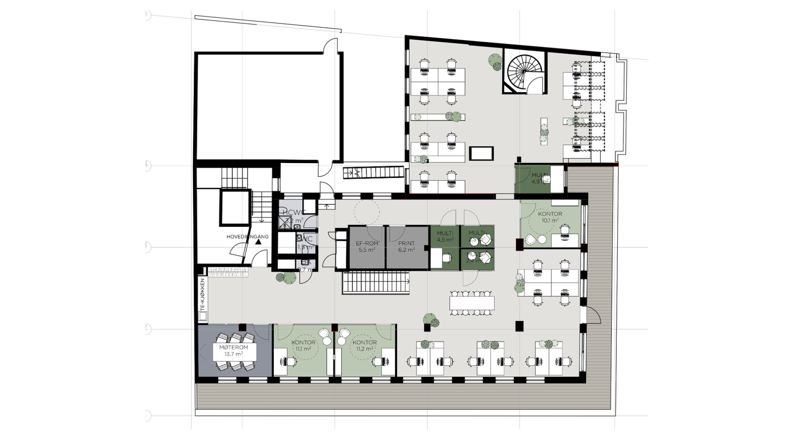 Eksempel på plantegning 8. etasje Galleribilde