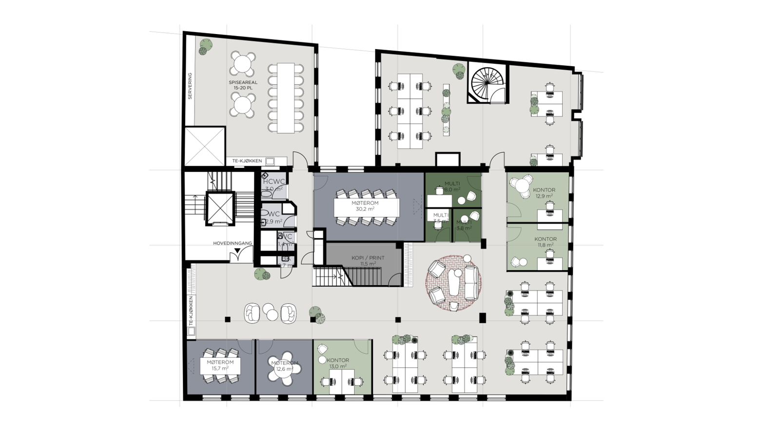 Eksempel på plantegning 7. etasje Galleribilde