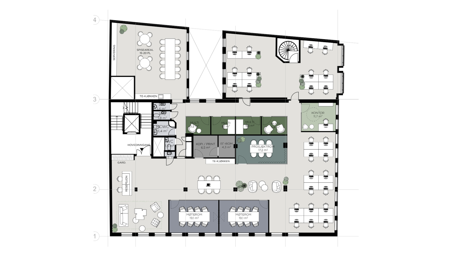 Eksempel på plantegning 4. etasje Galleribilde