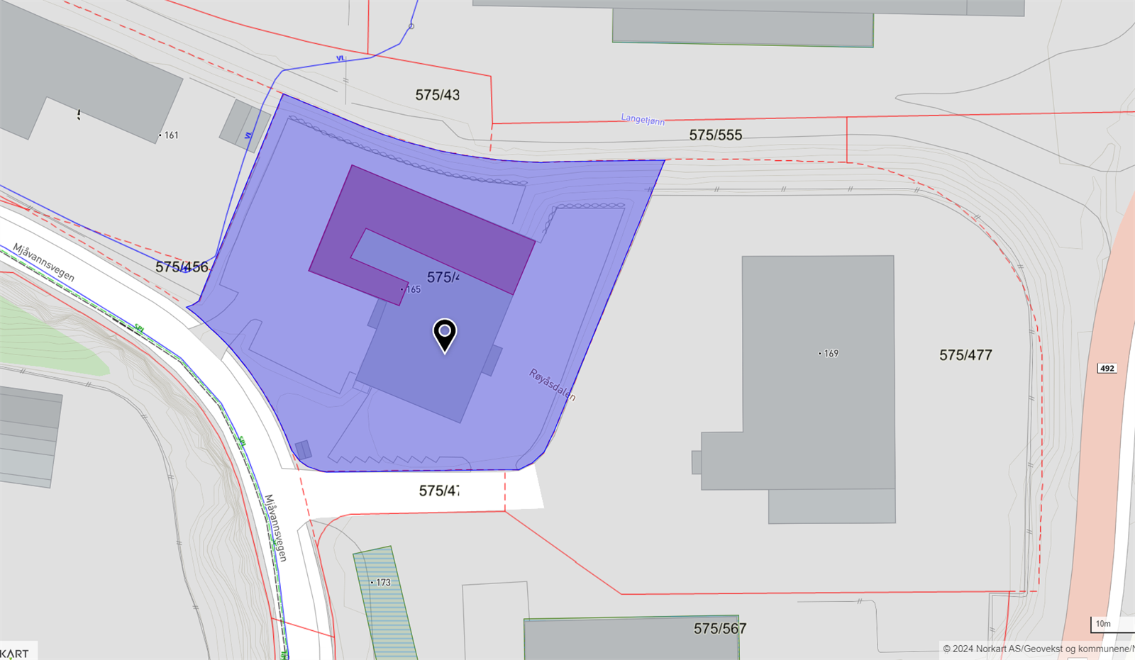 Situasjonskart med arealobjekt markert Galleribilde
