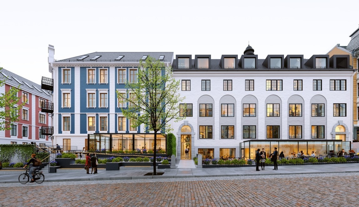 Hovedbilde:
Rehabiliteringen består av fem ulike bygg som skal slås sammen til ett – med et felles atrium som binder alle bygningene sammen. Målet er å modernisere og revitalisere de eksisterende bygningene ved å åpne opp fasadene for å skape et mer innby Galleribilde