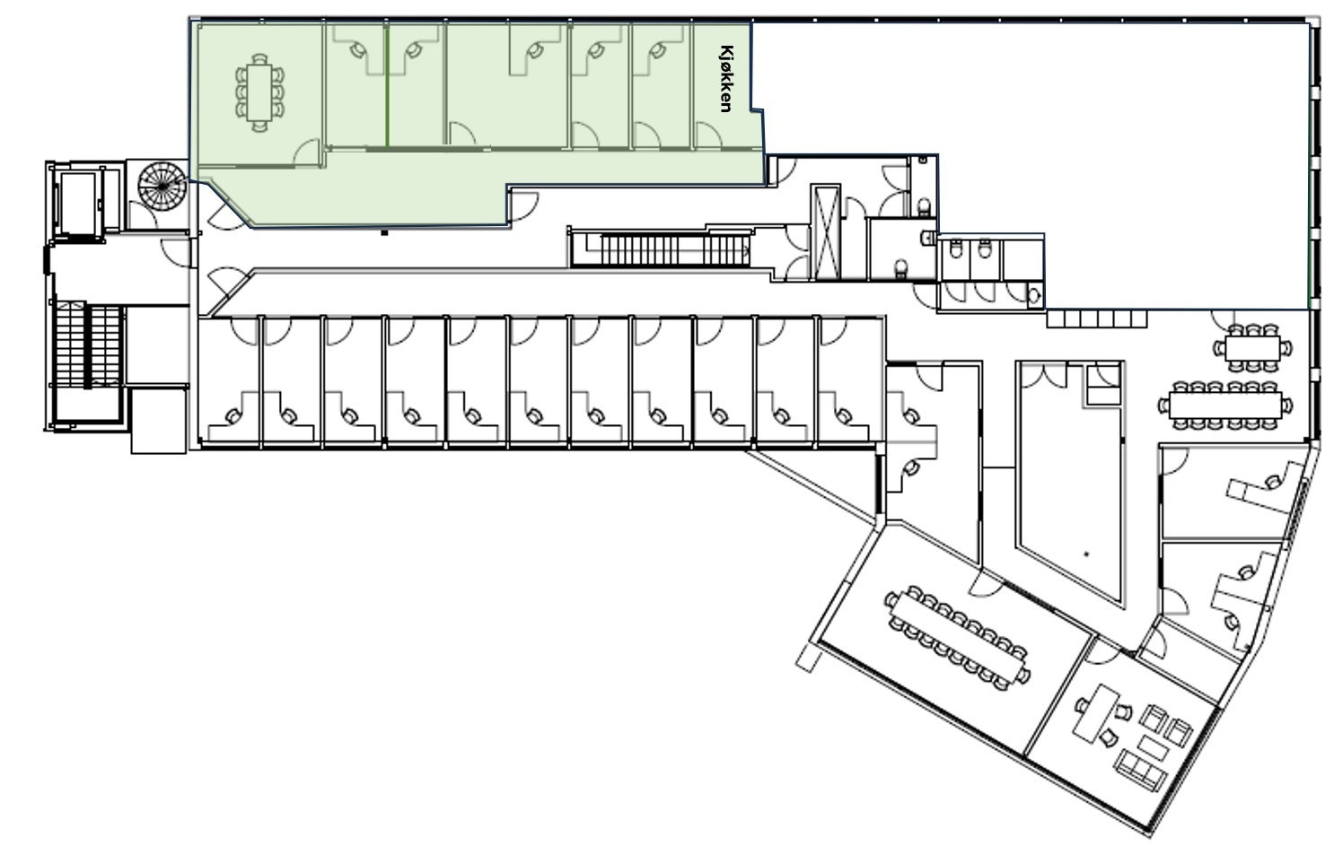 Dagens løsning (grønt areal), enkelte avvik kan forekomme. Galleribilde