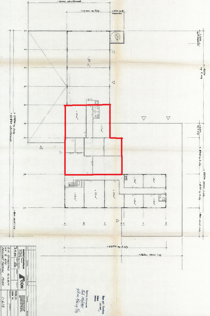Tegning kontor 2. etg. Galleribilde