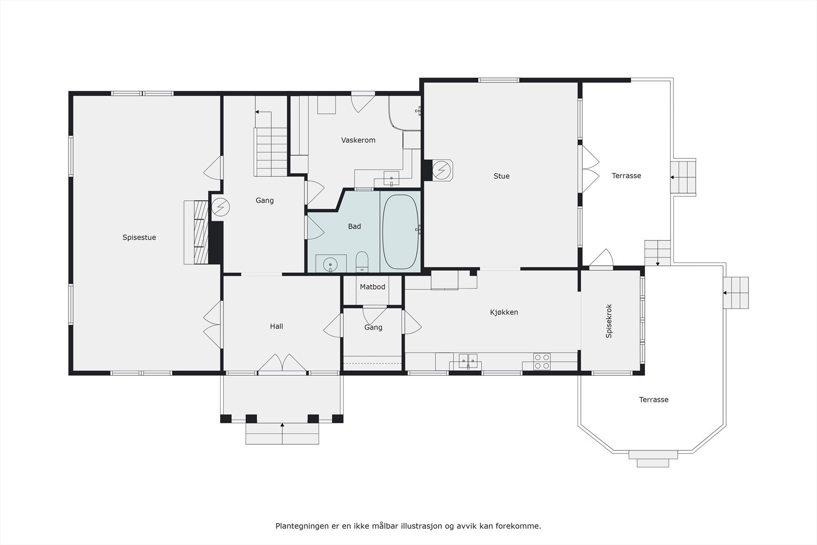 Plantegning 1 etasje hovedhuset Galleribilde