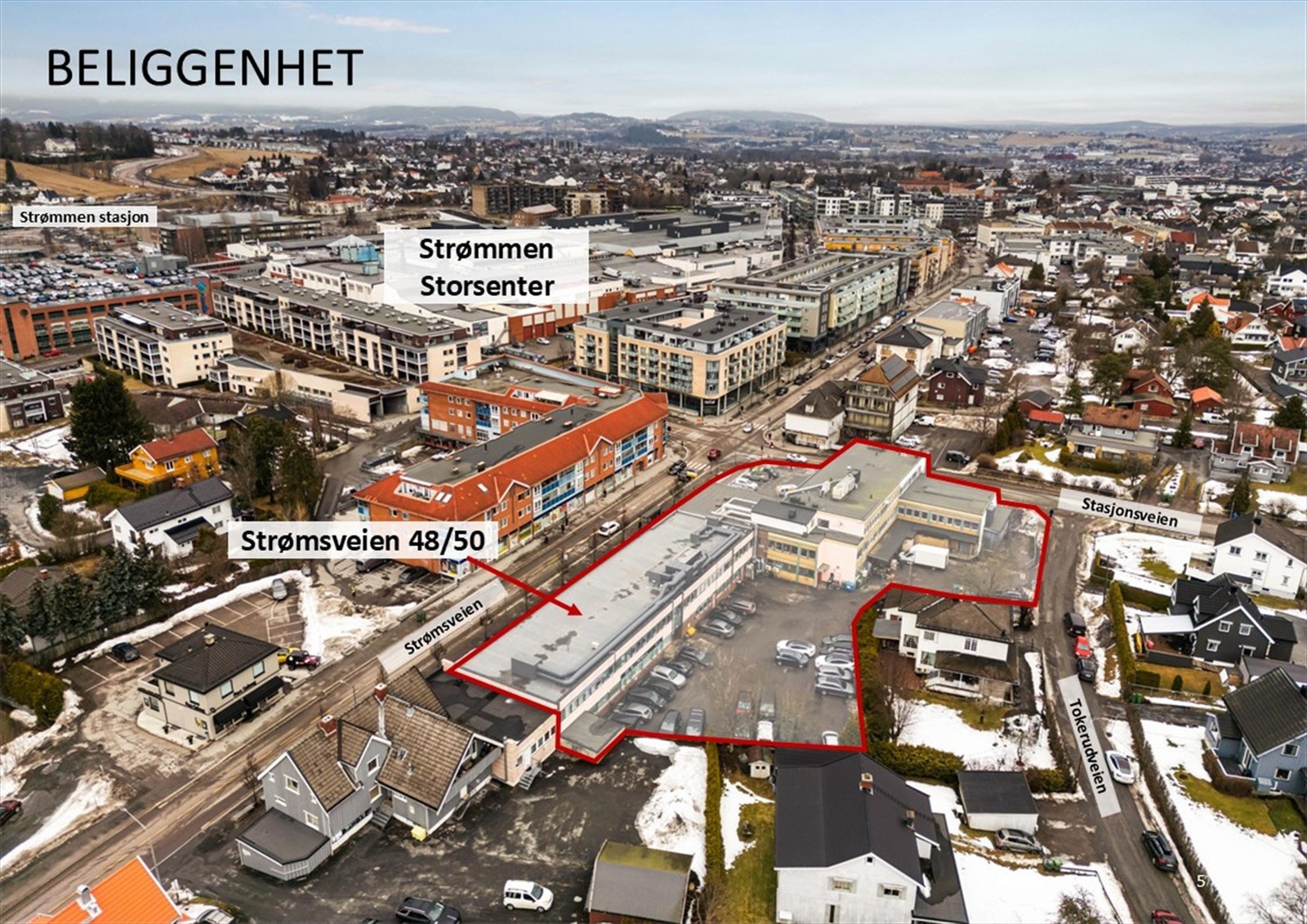 Gangavstand til Strømmen Storsenter, Strømmen stasjon og øvrige servicetilbud. Galleribilde