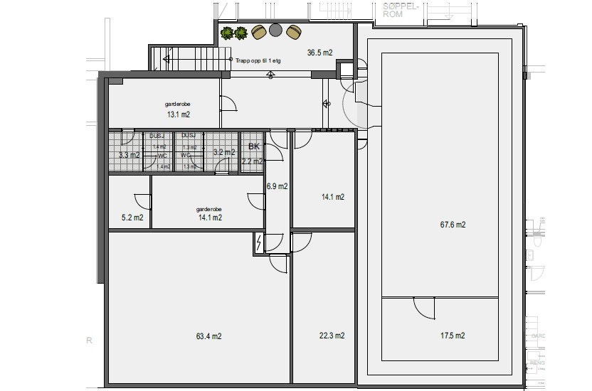 Areal i kjeller - ca 286 kvm lager/dusj/garderobe + mulighet for 129 kvm (tidligere hvelv). Galleribilde