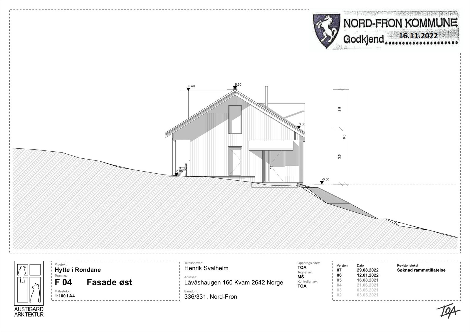 Godkjent tegning - Fasader - Lavashaugen 160 Galleribilde