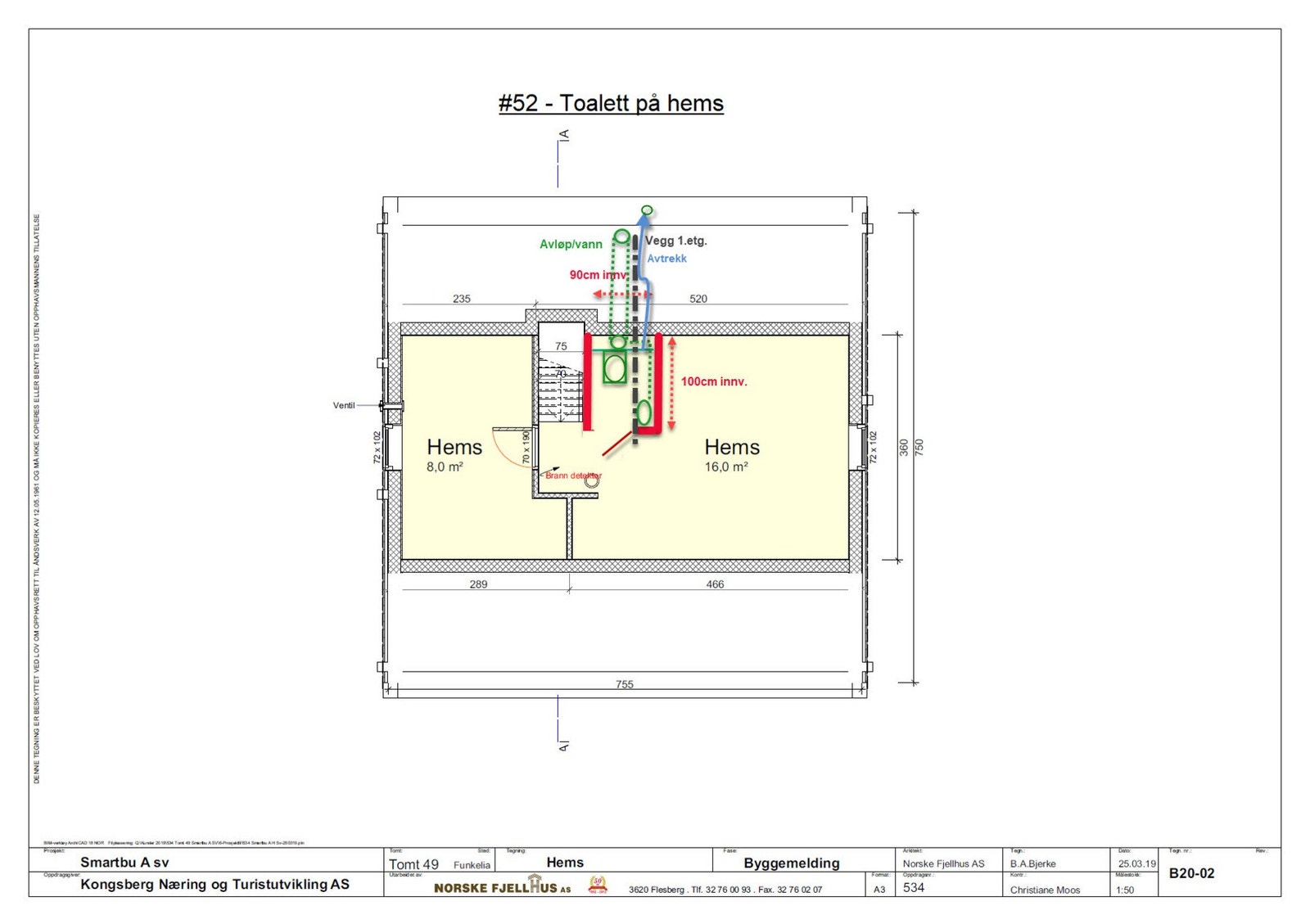 Plantegning hems. Denne hytta har toalettrom på hemsen. Galleribilde