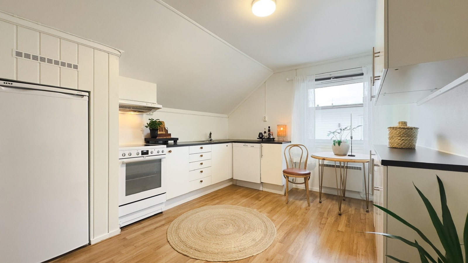 Det er også innredet med mekanisk avtrekksvifte over stekesonen og opplegg for oppvaskmaskin. Galleribilde