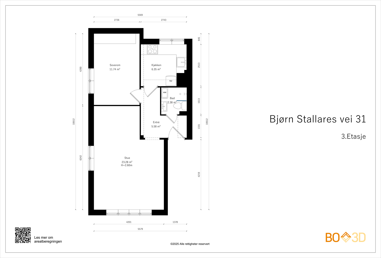 Målsatt plantegning. Galleribilde