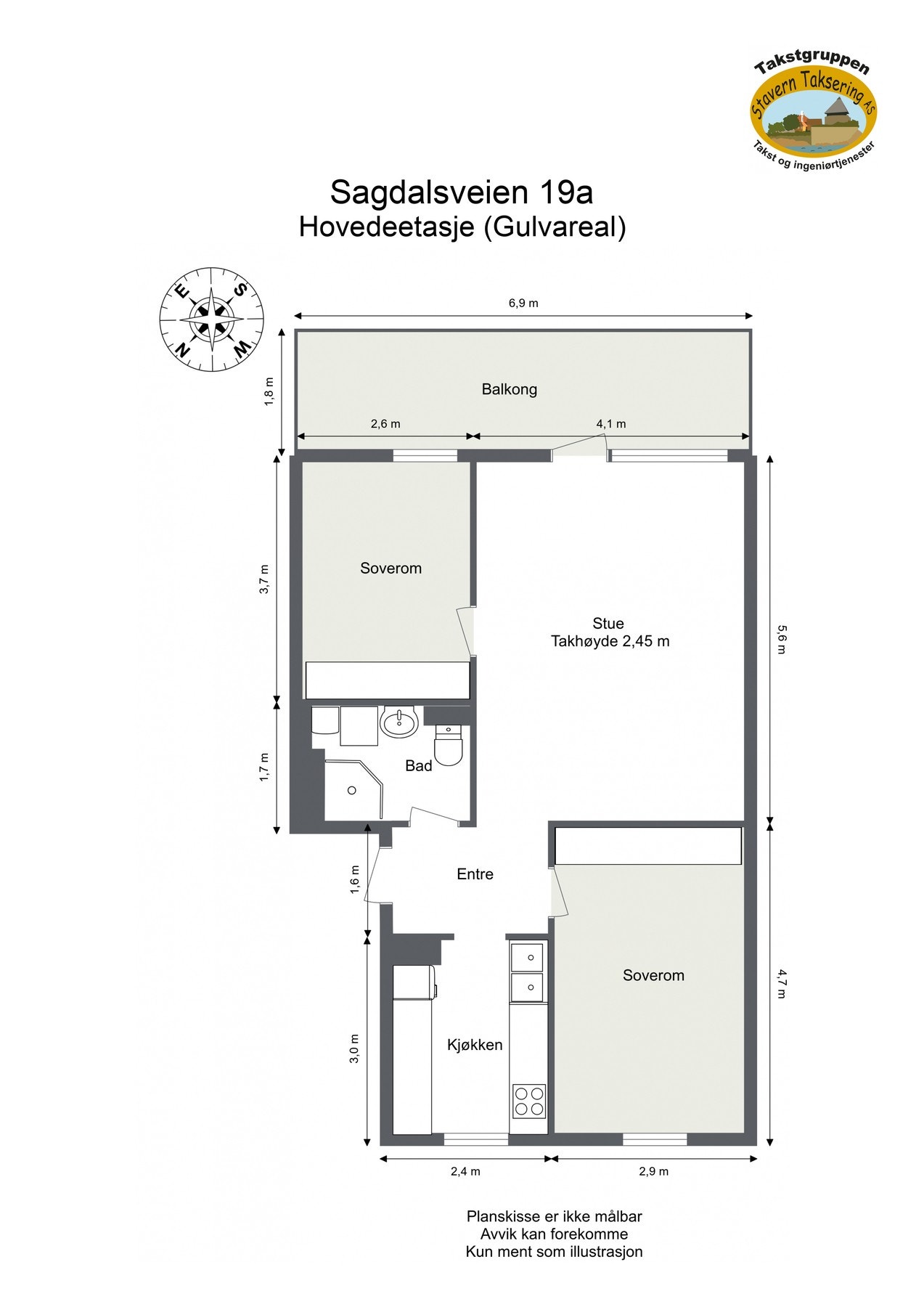 Oppmålt planløsning Galleribilde