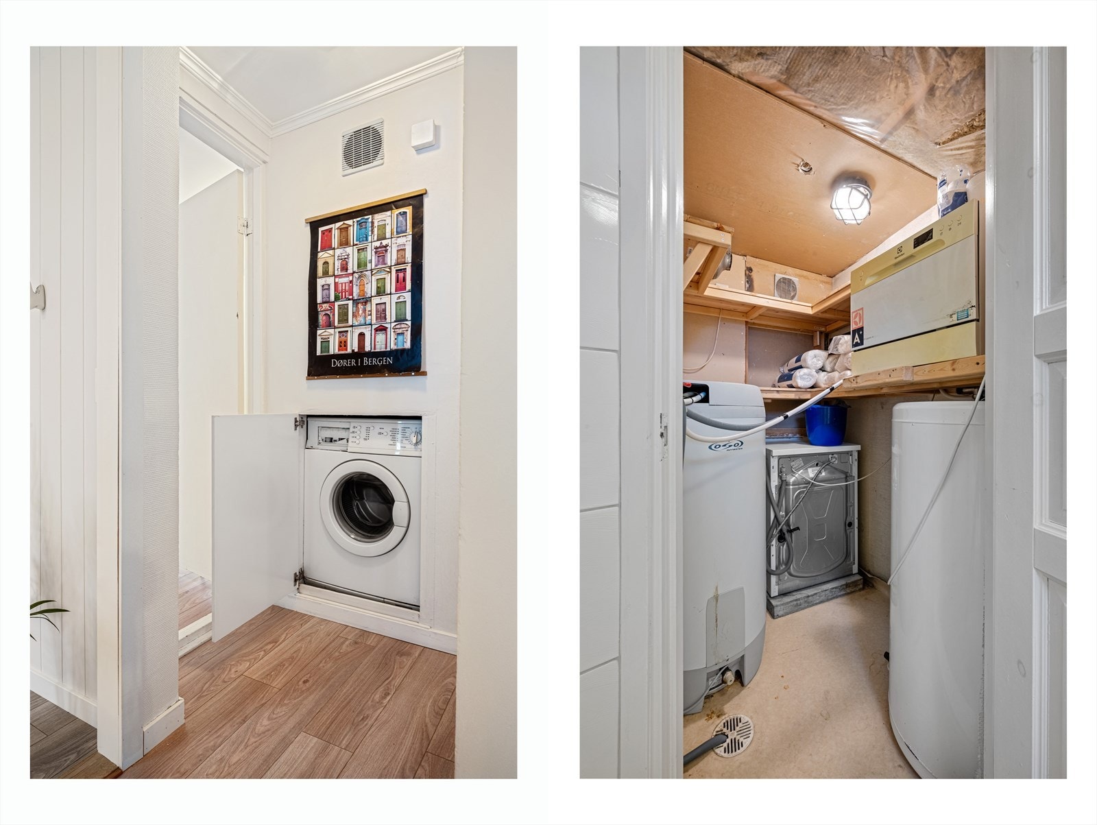 - Praktisk nisje for vaskemaskin. Merk også innvendig bod på 2,4m² - Galleribilde