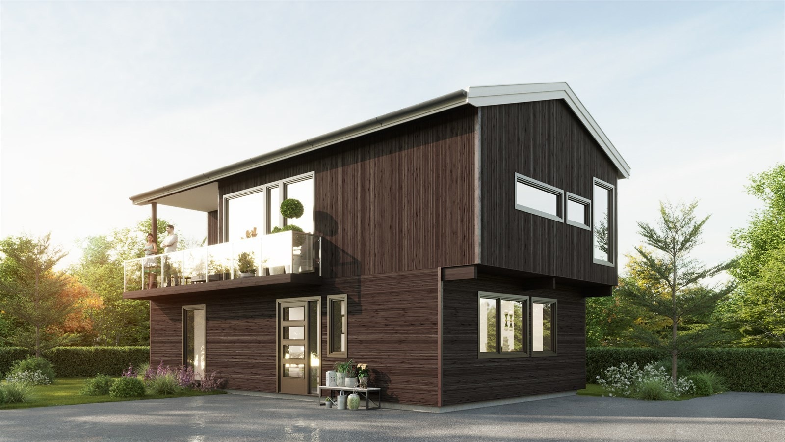 Illustrasjon av tidligere godkjent hus på tomten. Igangsettingstillatelsen for denne er datert 28.01.2022 og gikk ut 28.01.2025. Tegninger av huset er vedlagt salgsoppgaven. Galleribilde