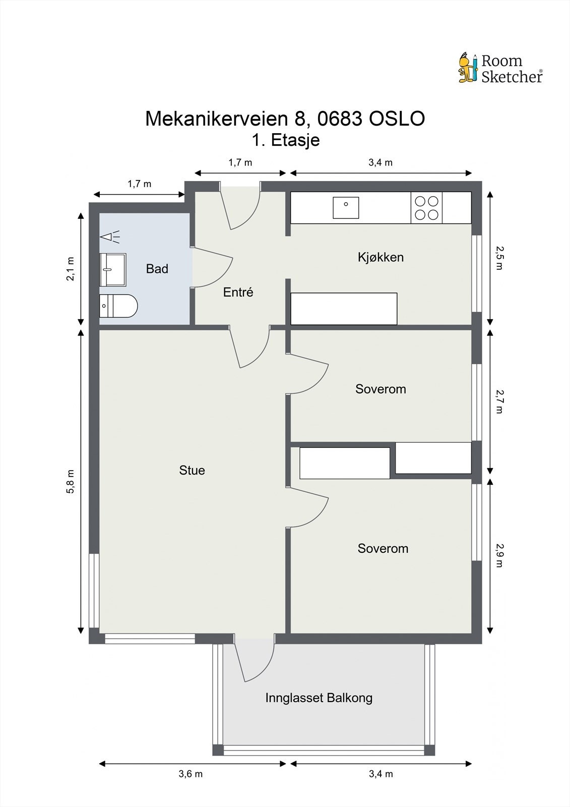 Planteskisse - I tillegg disponerer leiligheten to boder i kjeller og en på loftet Galleribilde