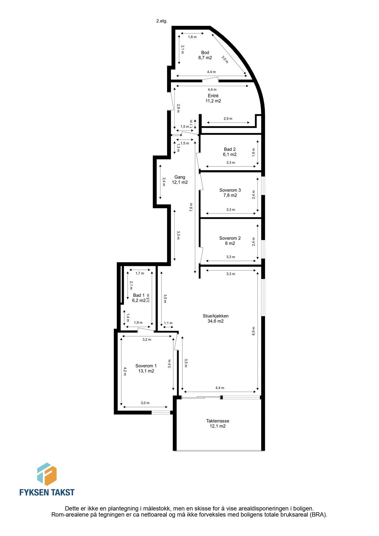 Målsatt planskisse. Galleribilde