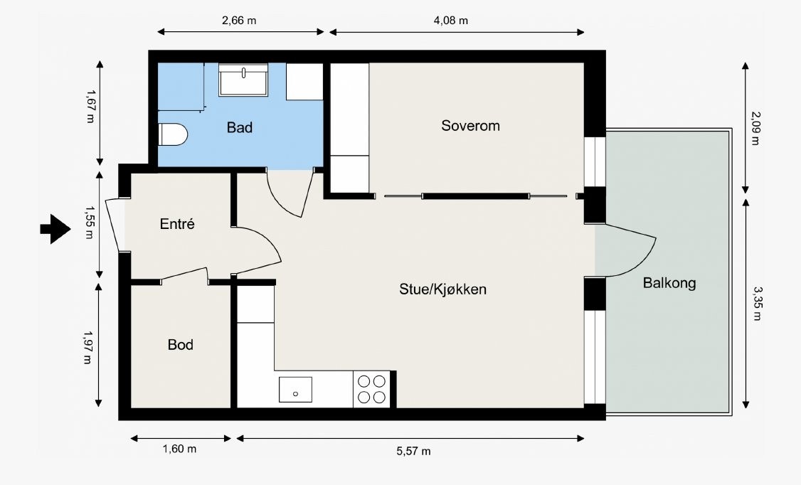 Målsatt plantegning. Galleribilde