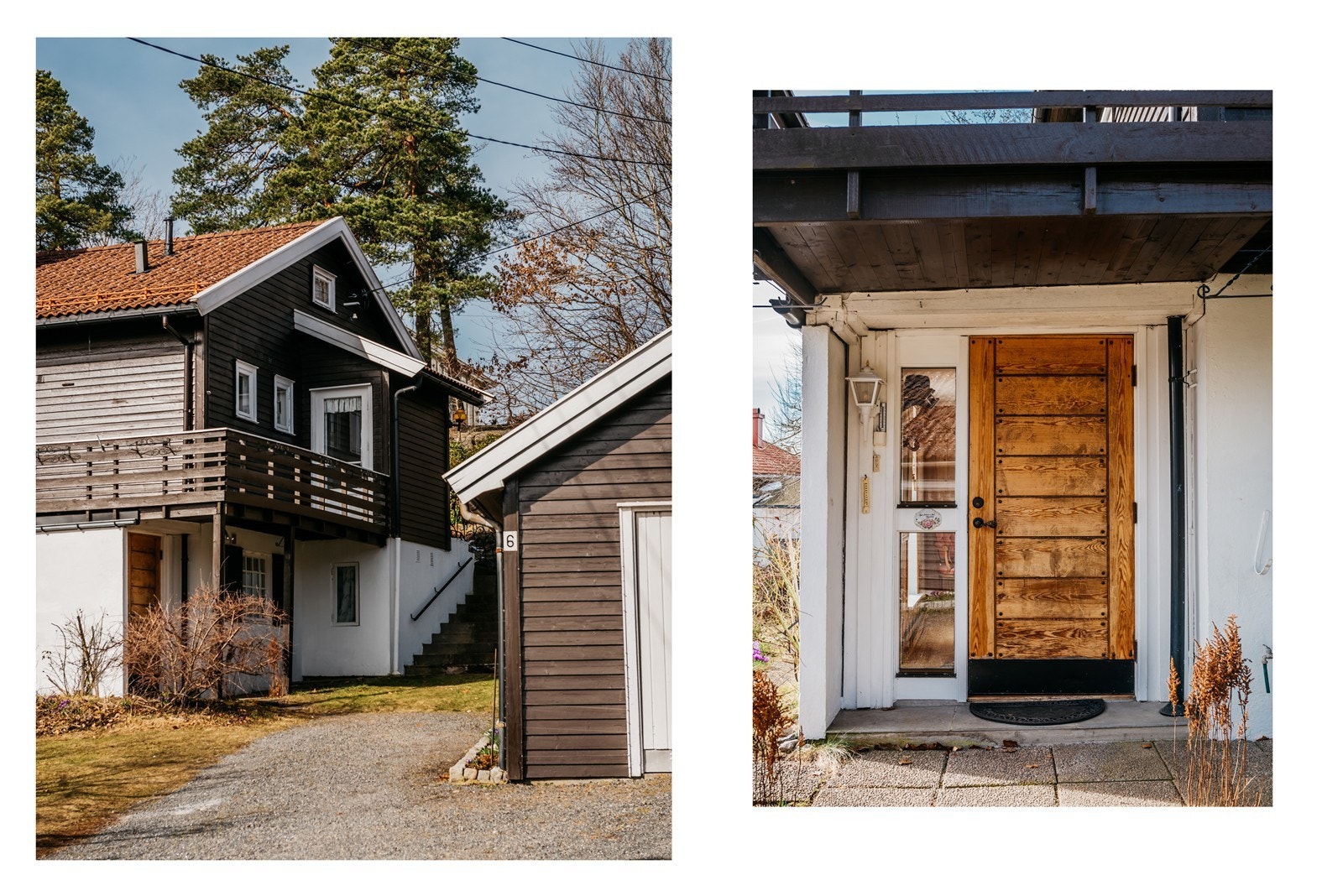 Boligen har inngang både nede inn til kjellerstue, samt oppe inn til hovedetasjen. Galleribilde