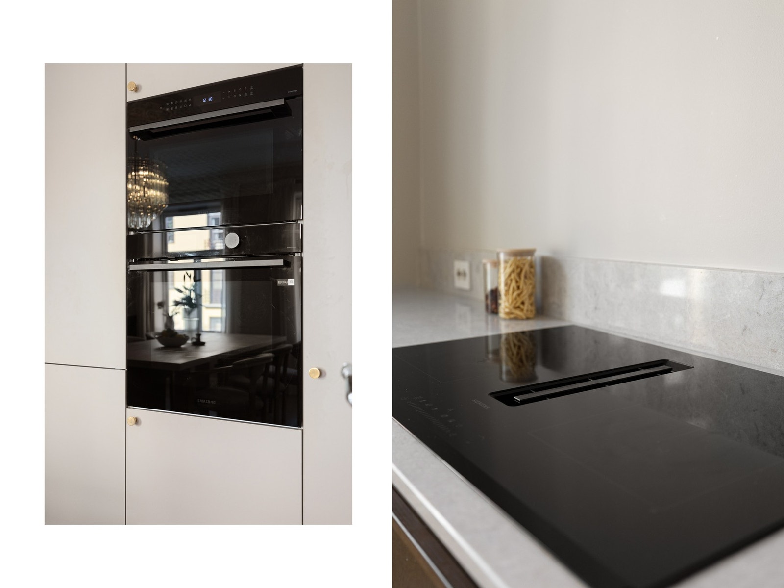 Innholdsrik hvitevarepakke med bl.a vinskap og platetopp med integrert ventilator. Galleribilde