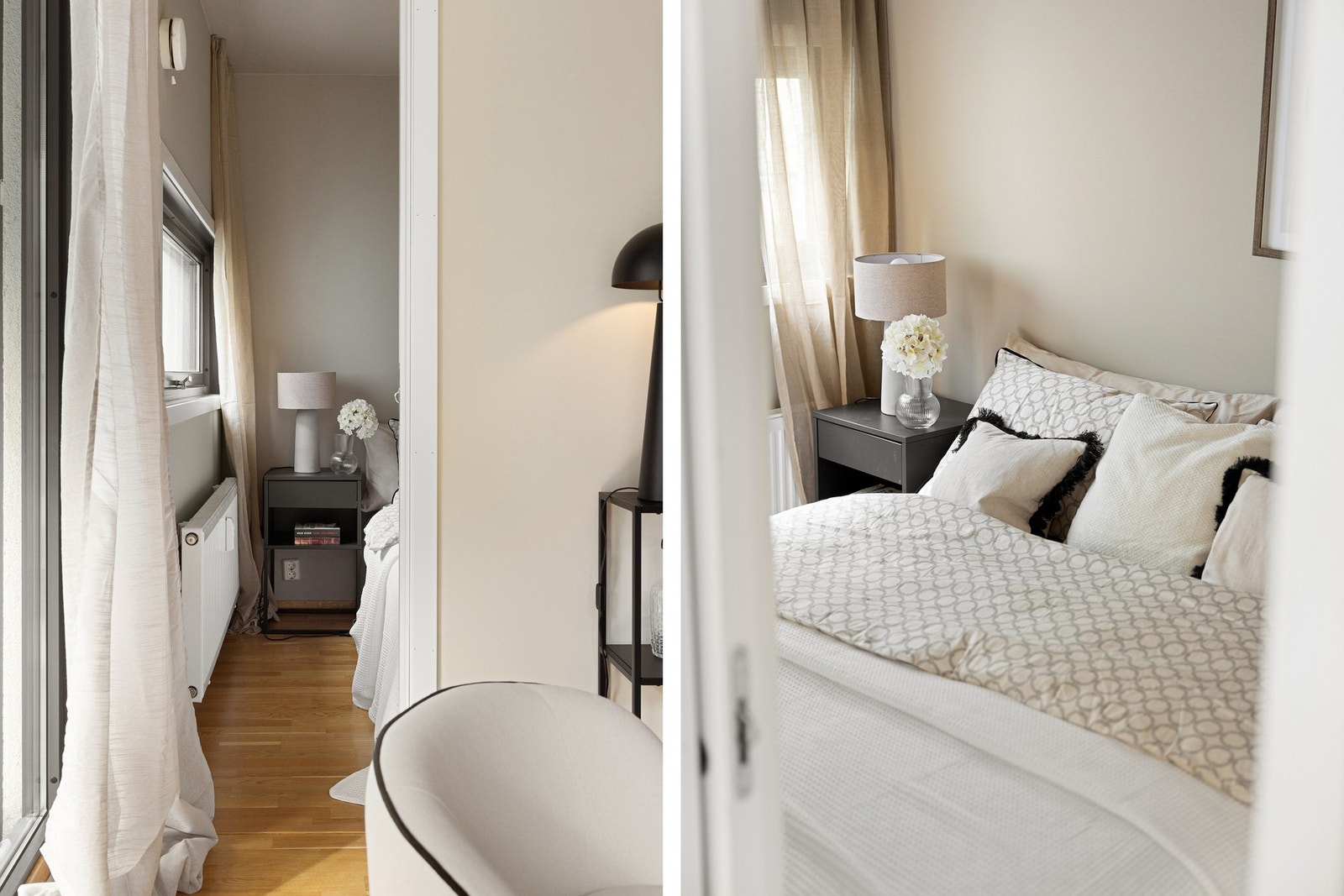 Inngang til soverommet på hver side av sengen for optimal plassutnyttelse. Galleribilde