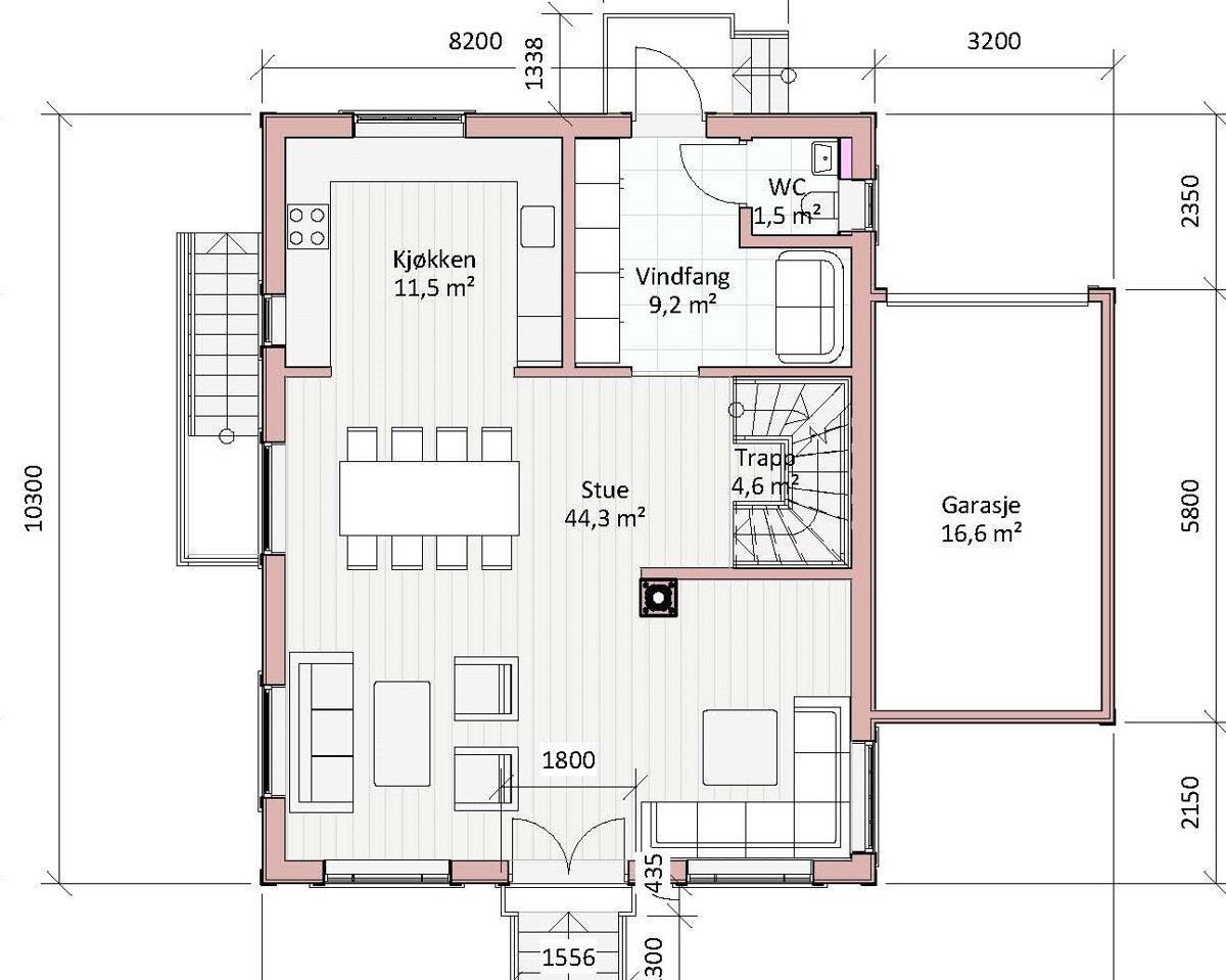 Plantegning 1. etasje Galleribilde
