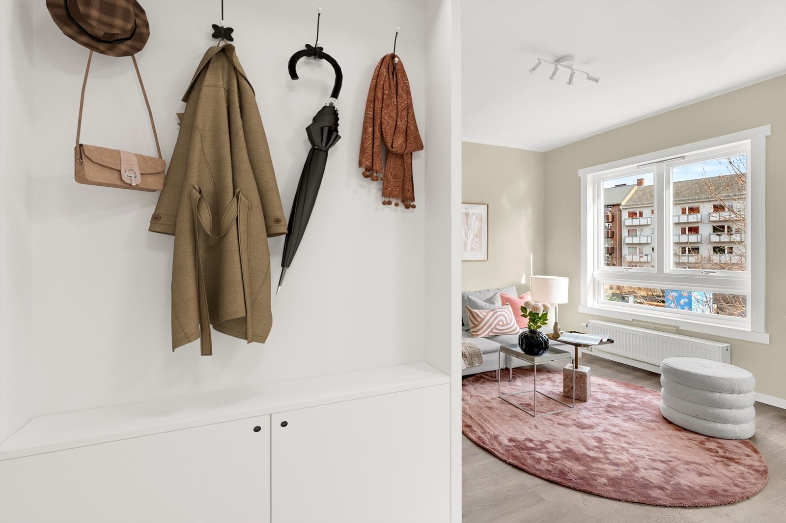 Bilde illustrerer hvordan inngangspartiet kan omgjøres, for å utnytte plassen i gangen enda mer. Galleribilde