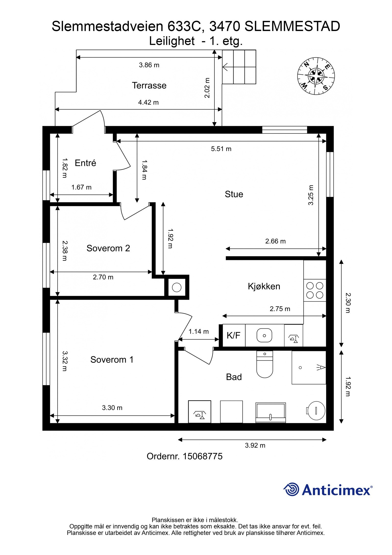 Vi beveger oss inn i boligen. Vi begynner med plantegningen for å orientere oss litt. Galleribilde