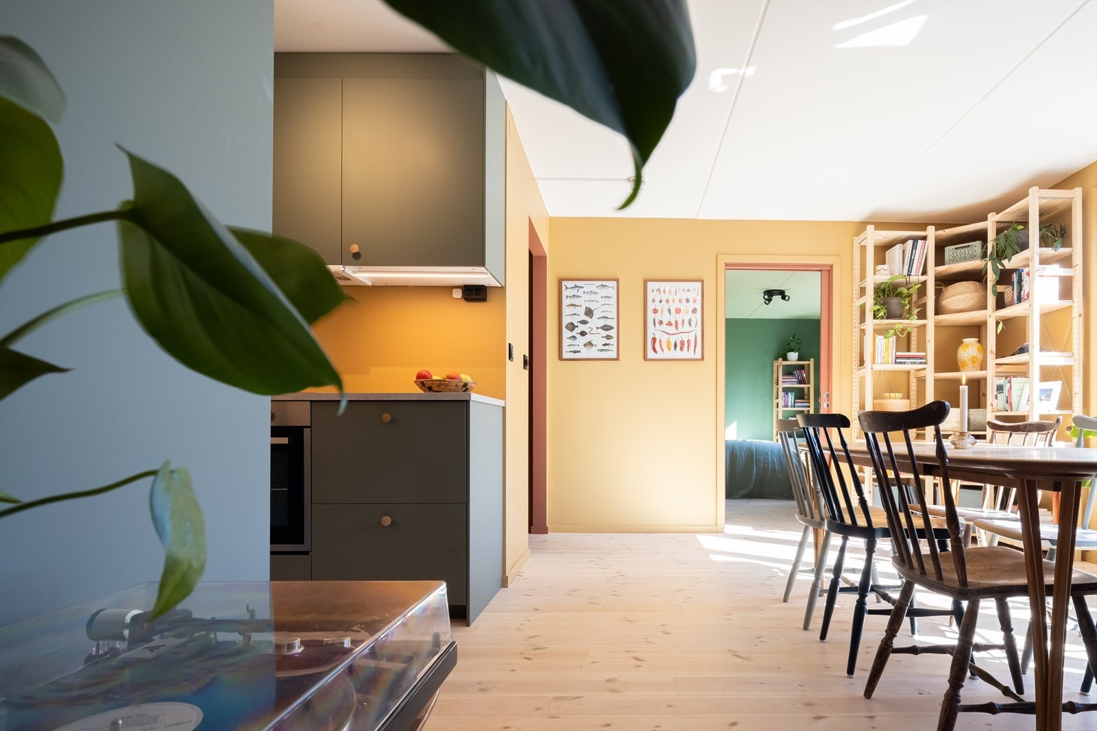 Leiligheten har åpen kjøkken/stue. Galleribilde