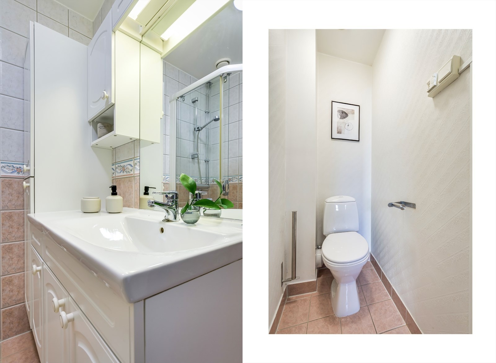 Badet og toalettrommet har varmekabler i gulvet Galleribilde