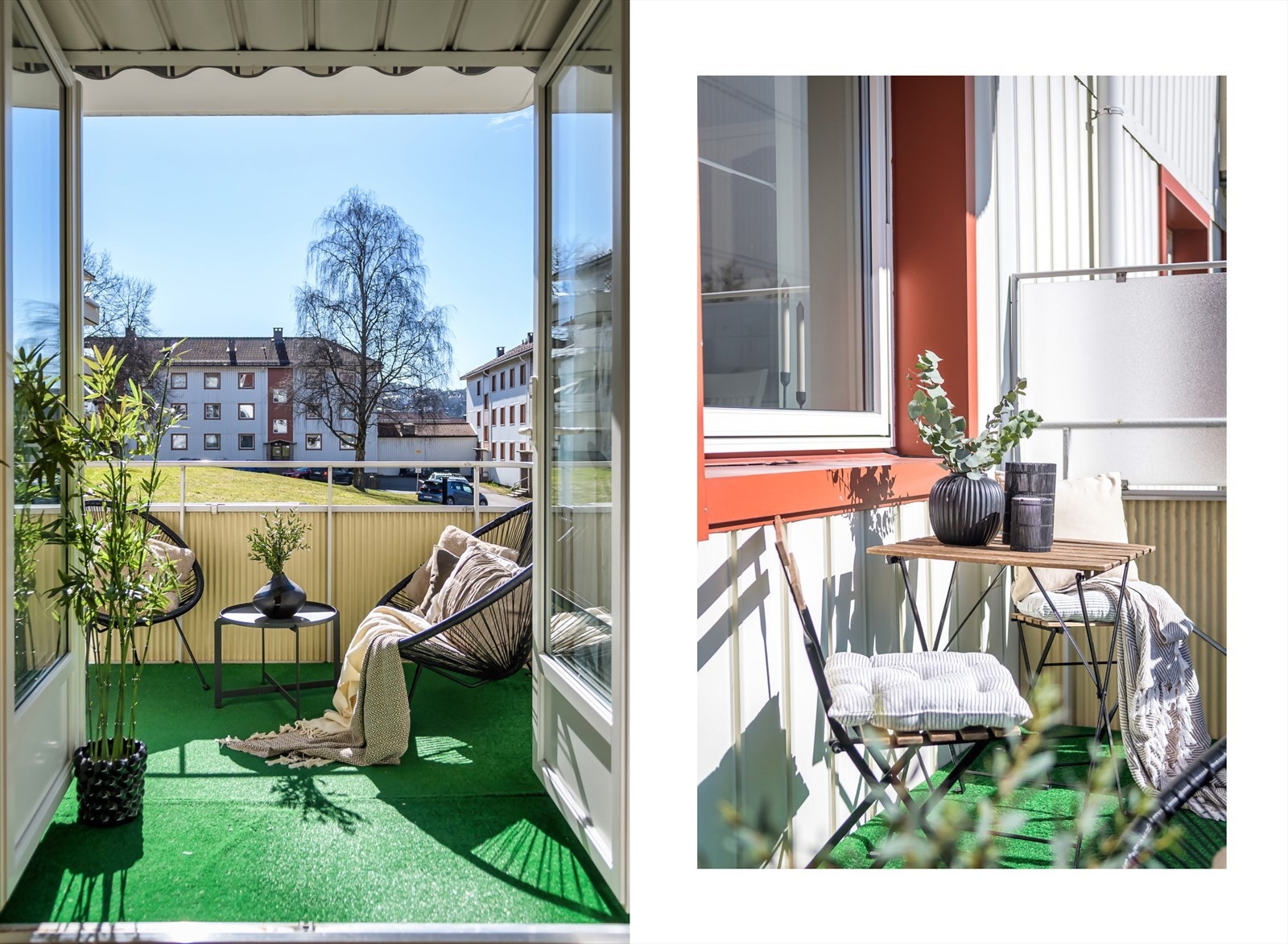 Balkongen har gode solforhold og usjenert utsikt over områdets grøntarealer Galleribilde