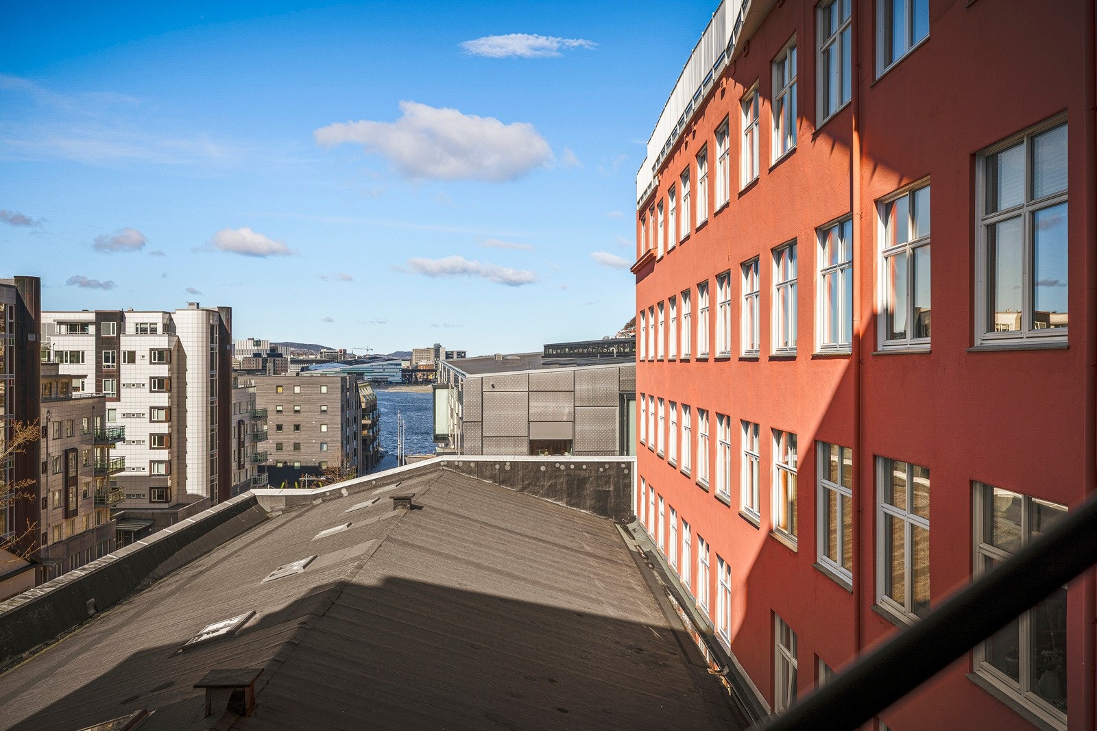 Fin utsikt mot Store Lungegårdsvannet med sentrum i bakgrunnen Galleribilde