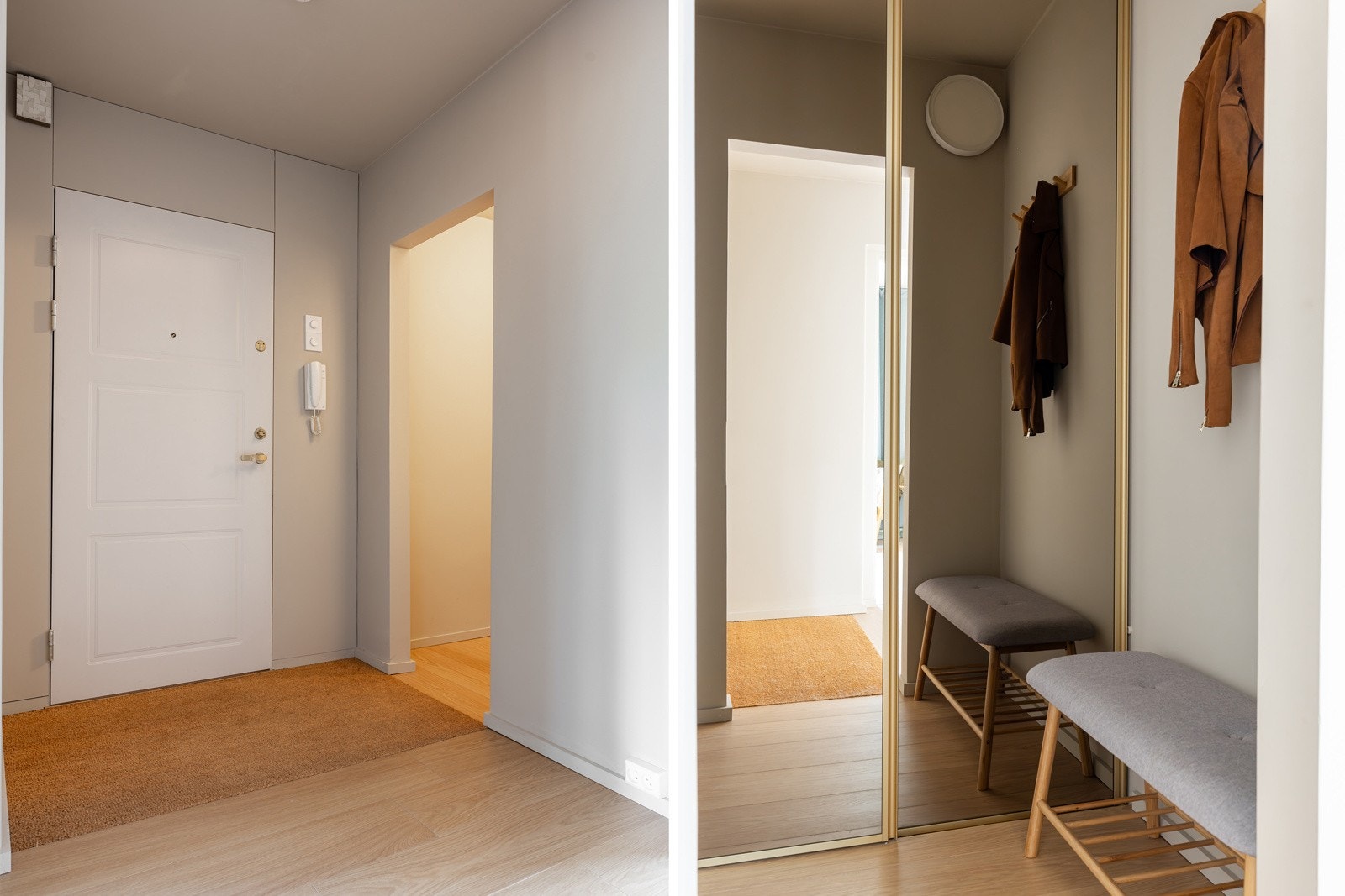 Praktisk entré med skyvedørsgarderobe. Galleribilde