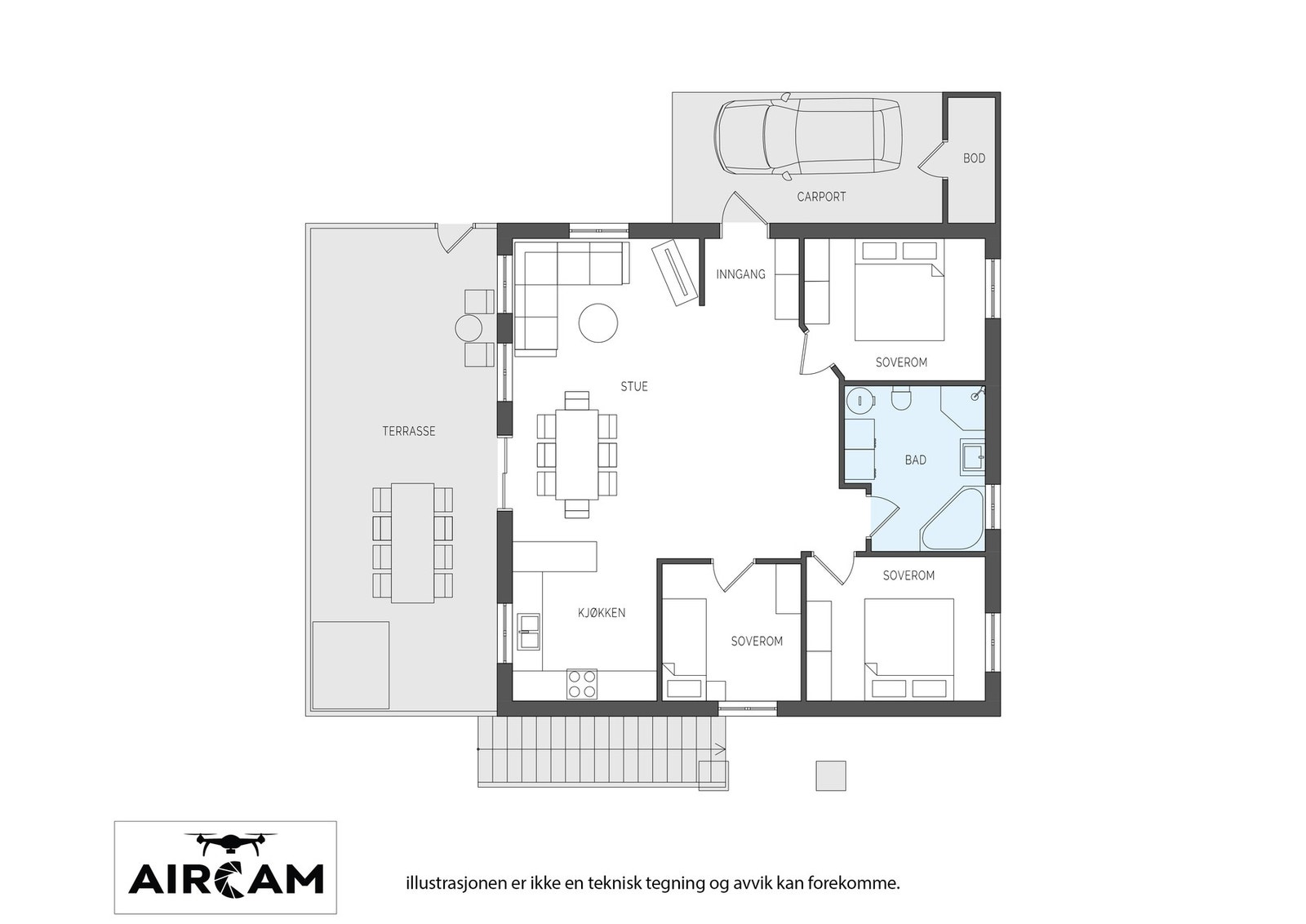 Plantegning, alt over ett plan. Galleribilde