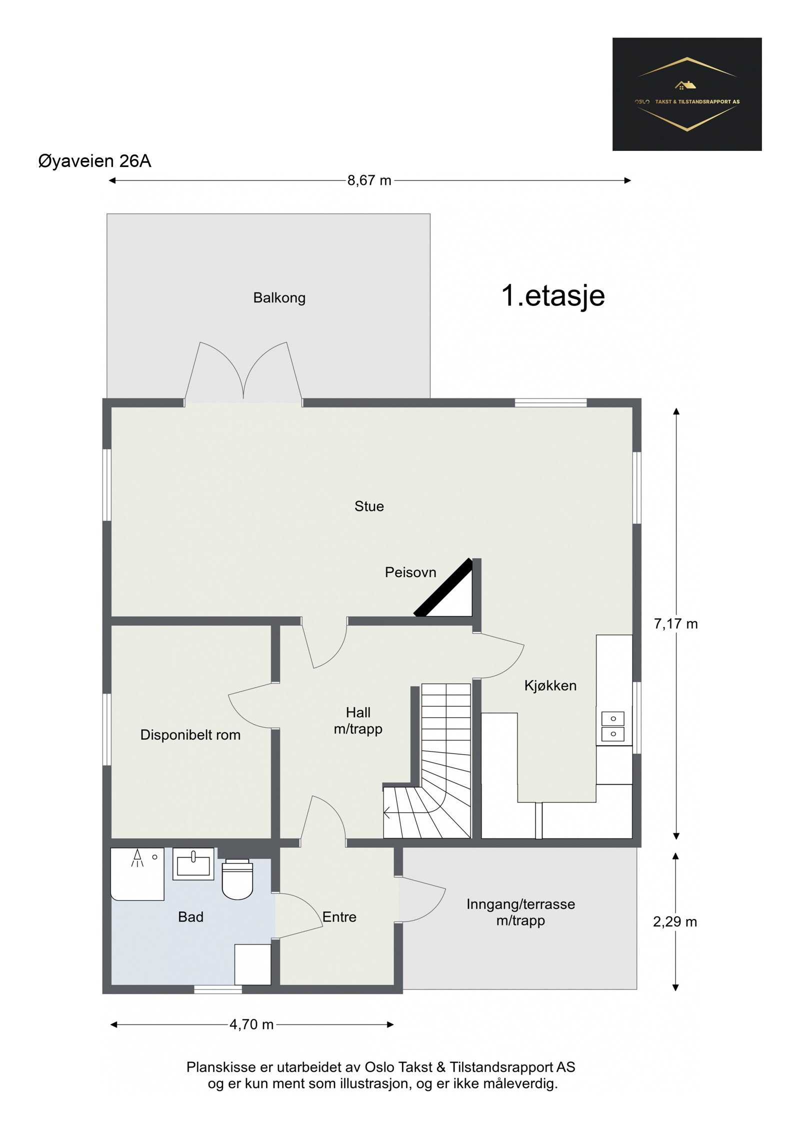 Planskisse - Øyaveien 26A - 1. Etasje Galleribilde