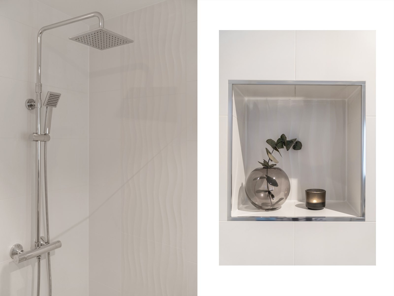 - Merk innebygget nisje og regnfallsdusj - Galleribilde