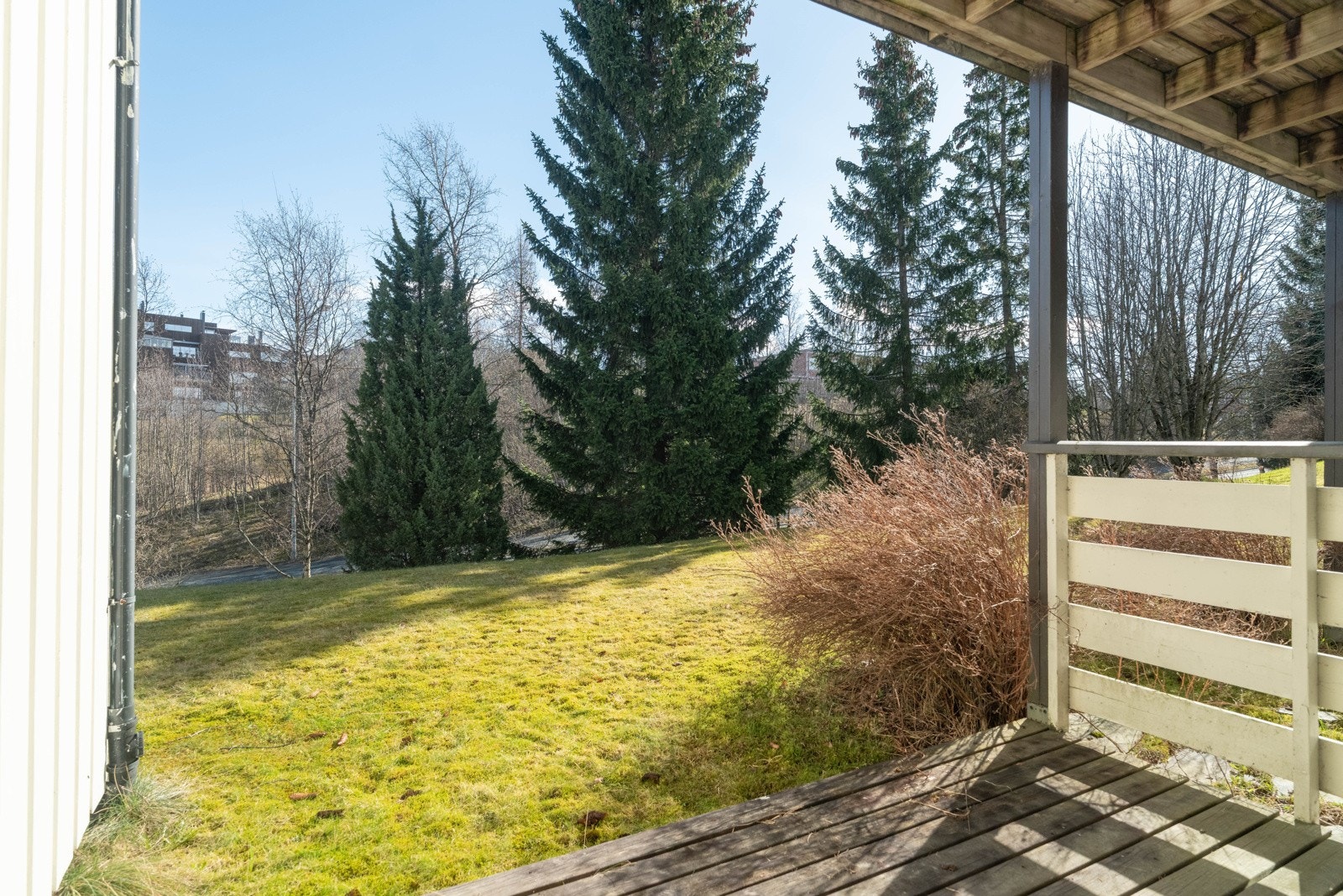 Fra sokkeletasjen har man direkte utgang til hagen på baksiden av huset. Galleribilde