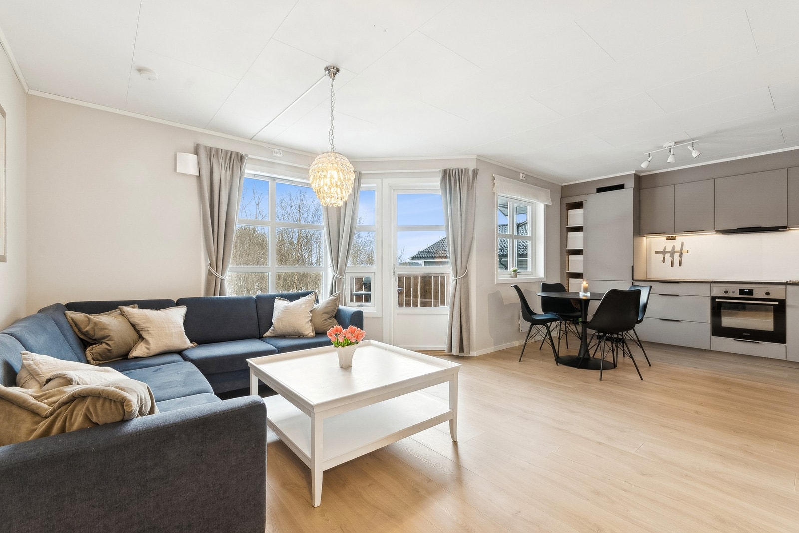 Store vindusflater slipper inn godt med naturlig lys til rommet. Galleribilde