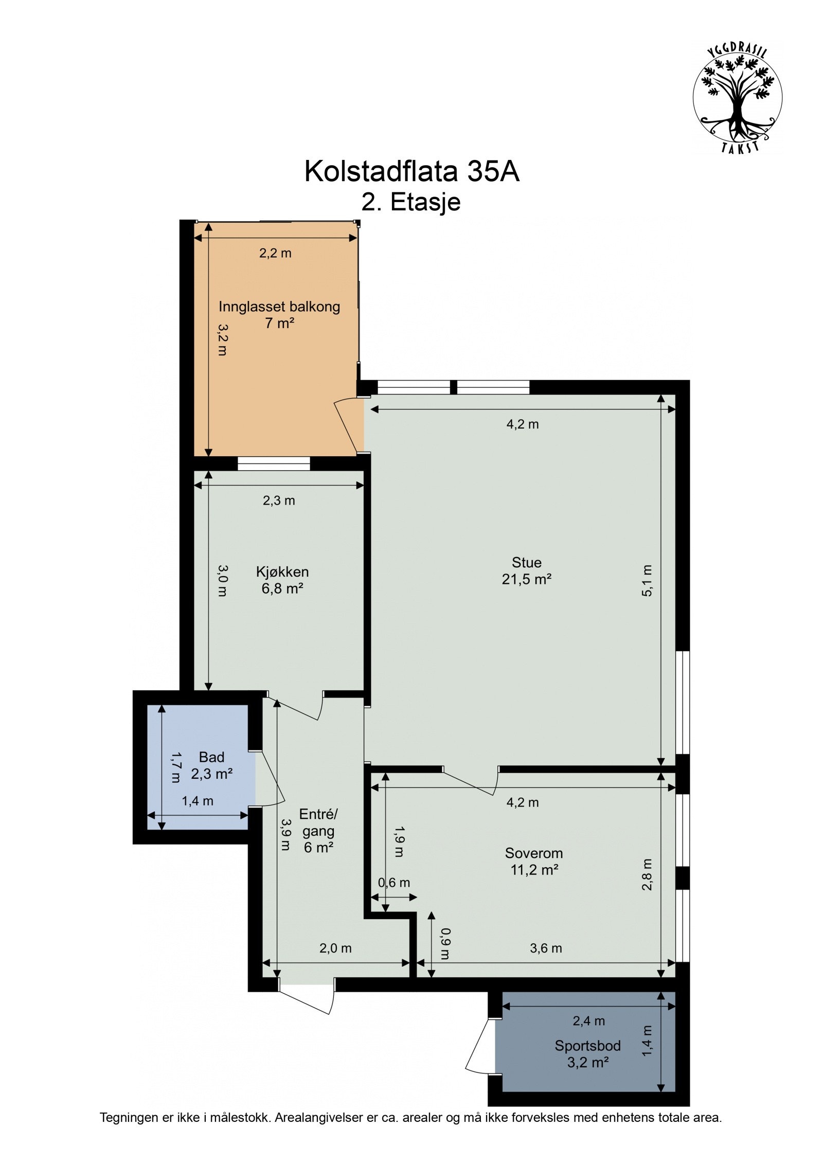 Planskisse - Legg merke til den praktiske ytterboden rett utenfor leiligheten Galleribilde