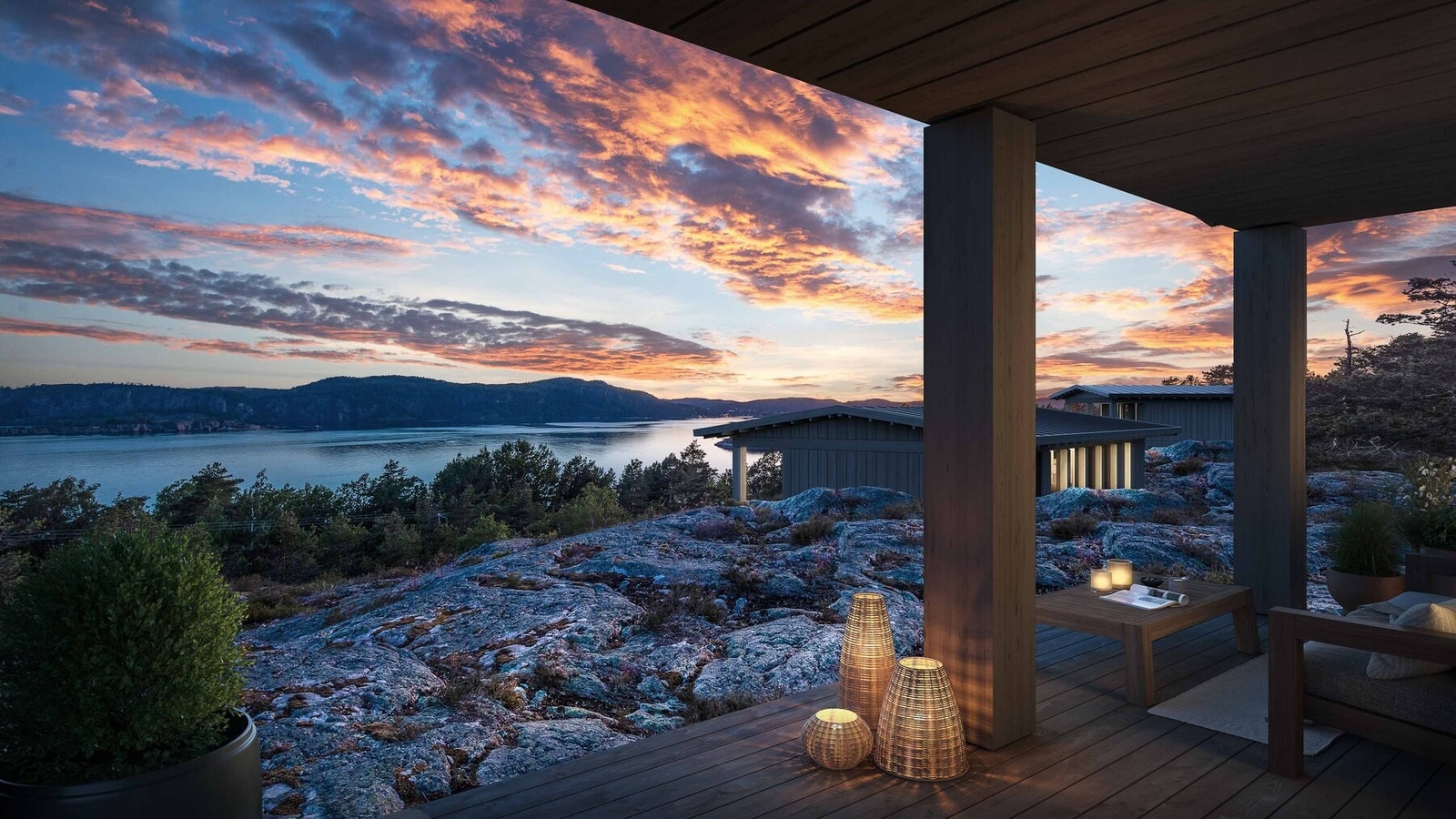 Illustrasjon fra hyttene mot nordvest på Kragerø View. Galleribilde