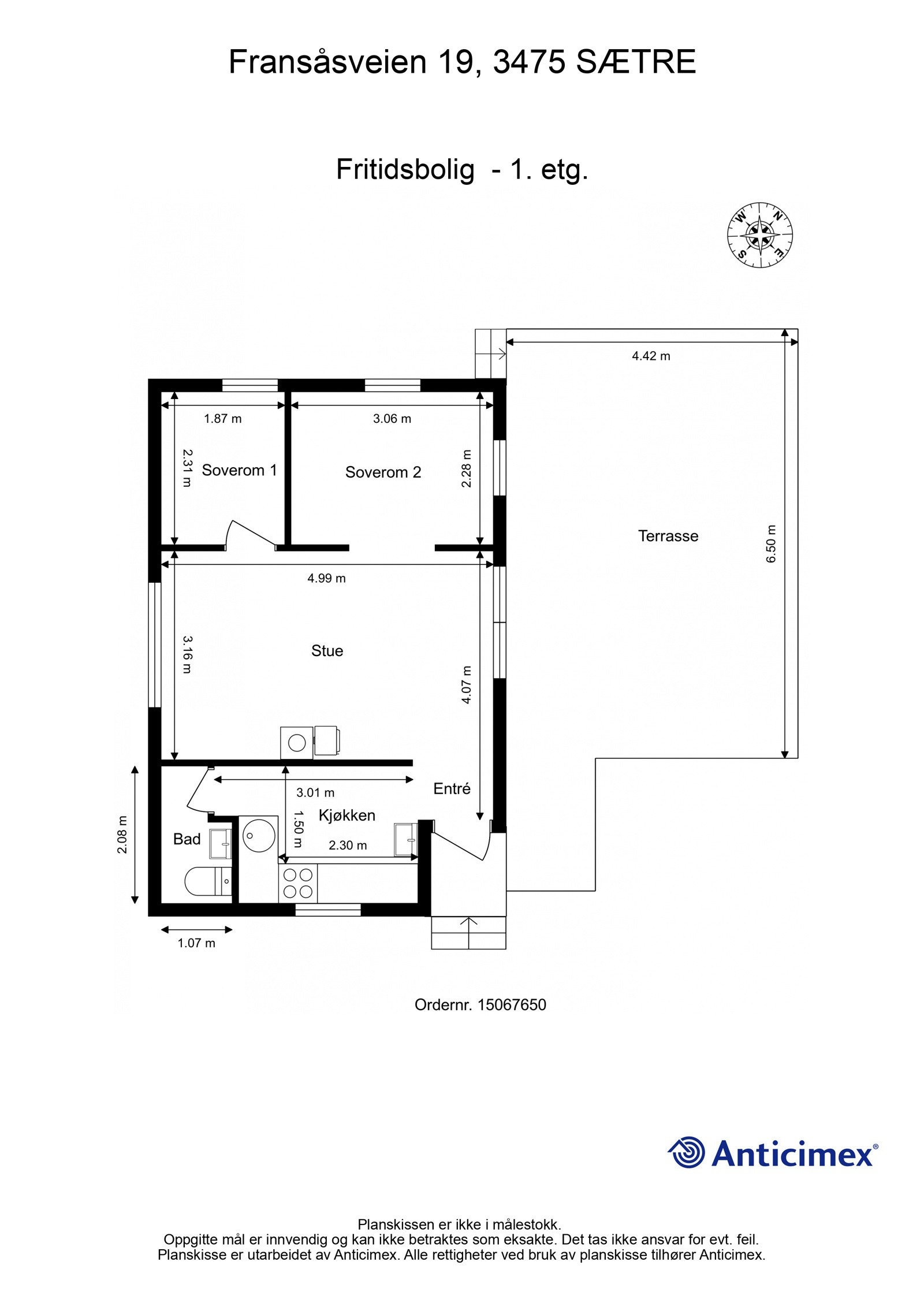 Plantegning hytte. Galleribilde