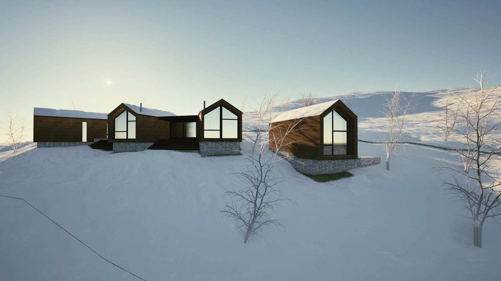 Det er også plass til et anneks, slik at dette kunne blitt en generasjonshytte, eventuelt en hytte med eget gjestehus/hyttekontor Galleribilde