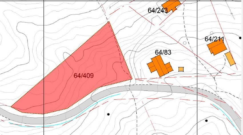 Kartutsnitt som viser tomtegrensene Galleribilde