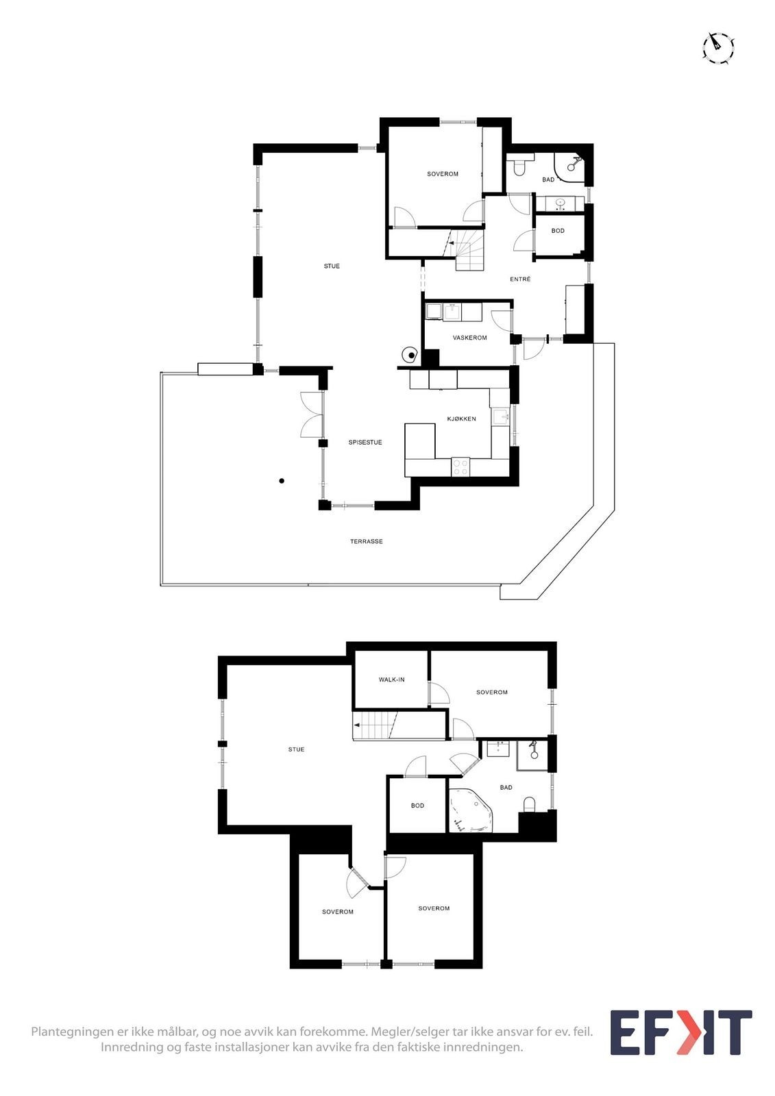 Planløsning 1. og 2. etasje. Galleribilde