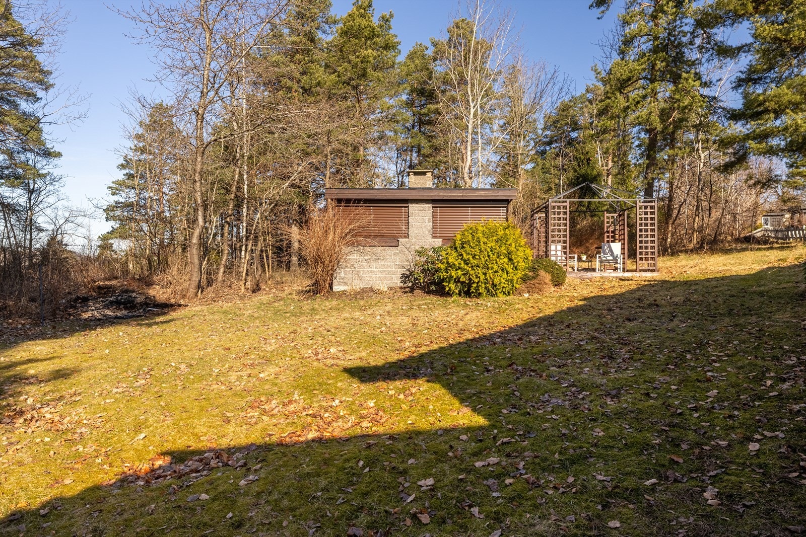 Det er også utestue med peis Galleribilde