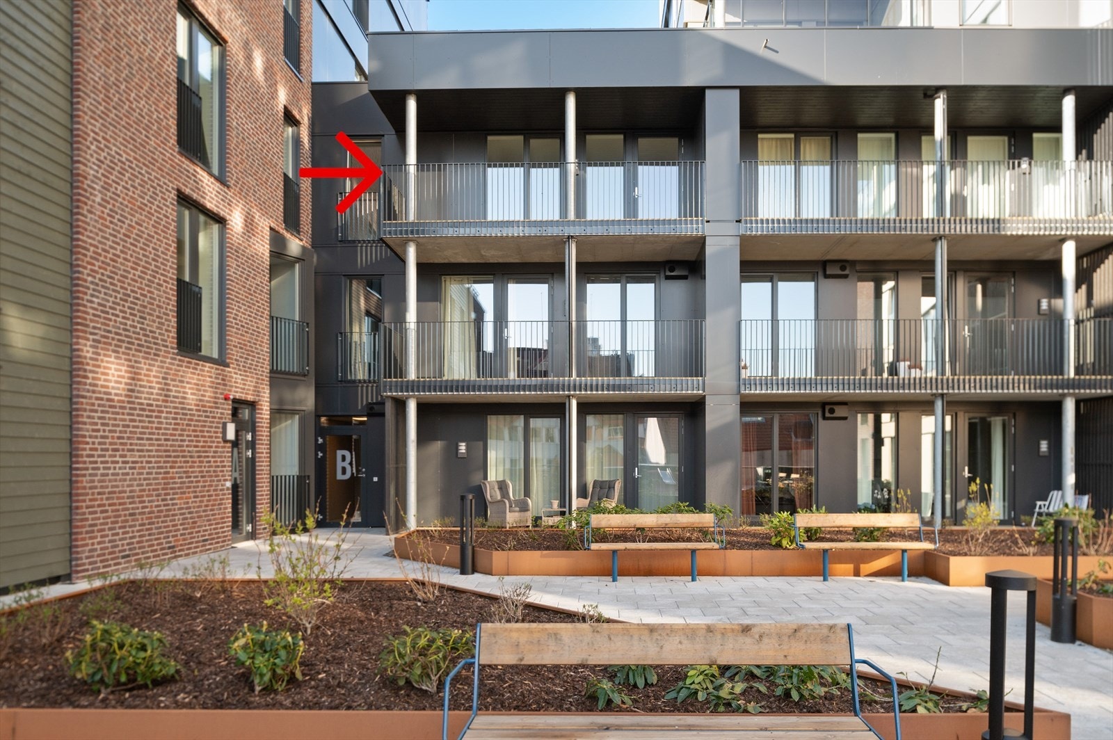 Leilighet B401 ligger godt til i Øglændkvartalet. Med kort vei til alt av servicetilbud en måtte trenge. Galleribilde