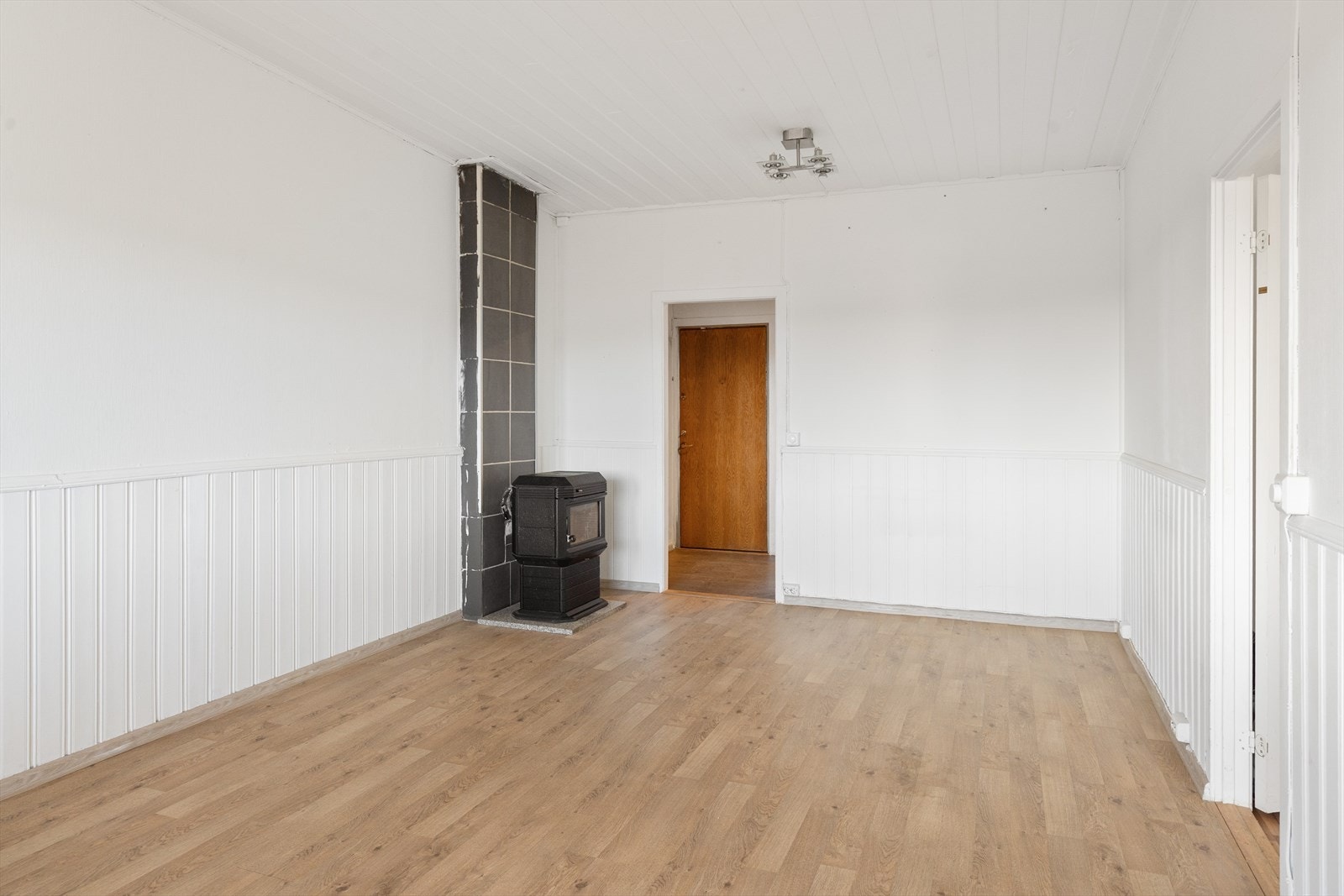 Romslig og lys stue med peis. Galleribilde